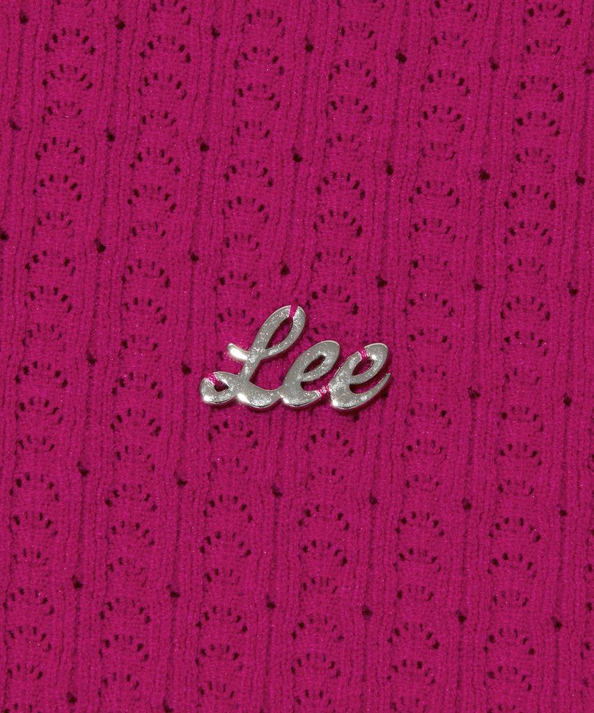 LEE Women Collared Crop Short Sleeve Knit Pink