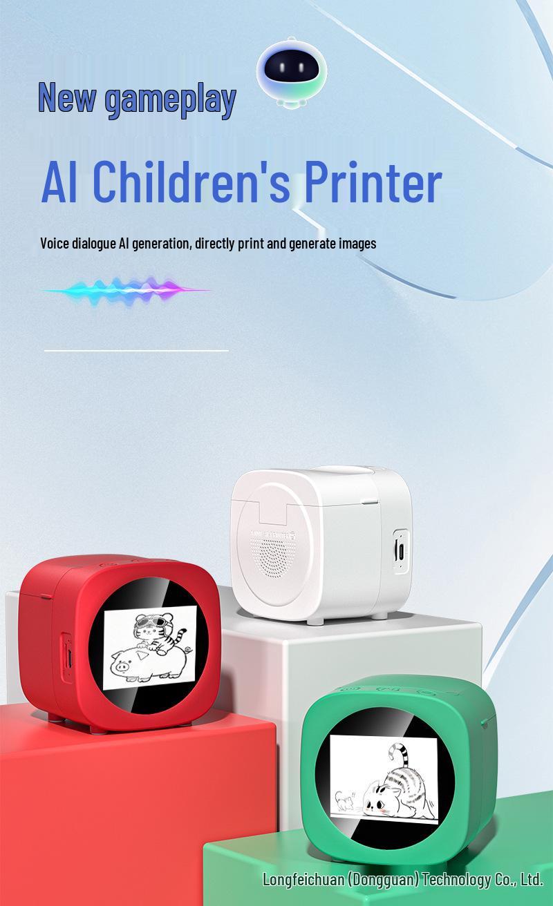 AI Voice-Activated Bluetooth Mini Color Thermal Printer