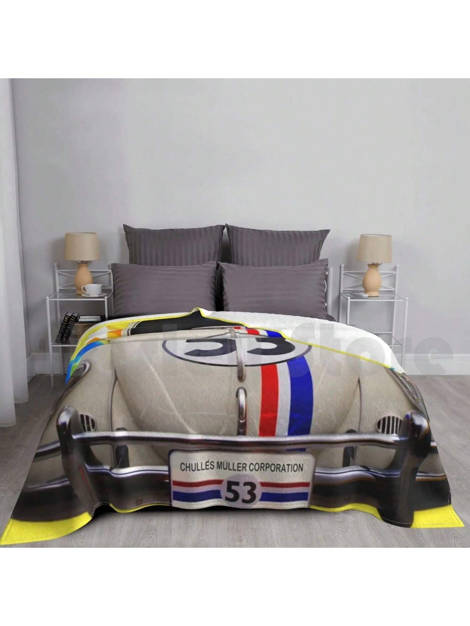 Herbie Blanket For Sofa Bed Travel Herbie Bug Car 53 Old Automobile The Love Bug 75X95CM серый
