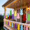 Colorful Bunny Spiral Hanging Decor Paper Pom Pom Garland  Easter Celebration