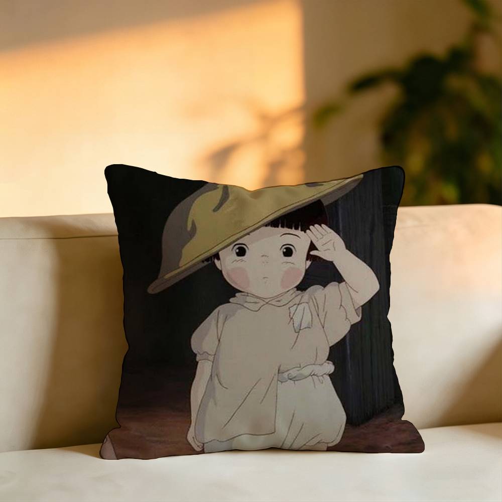 Anime Grave of the FFireflies Pillow Case Square DoubleSided Sofa Cushion Cover Bedroom Bedside Pillow