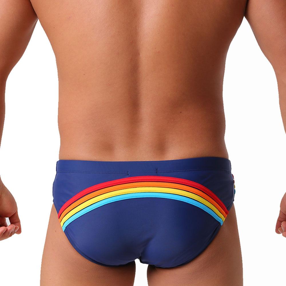 Men's Fashion Sexy Swim Brief Sexy Stripes UXH Brand Swimsuit for Men Surfing Swimwear Beach Shorts