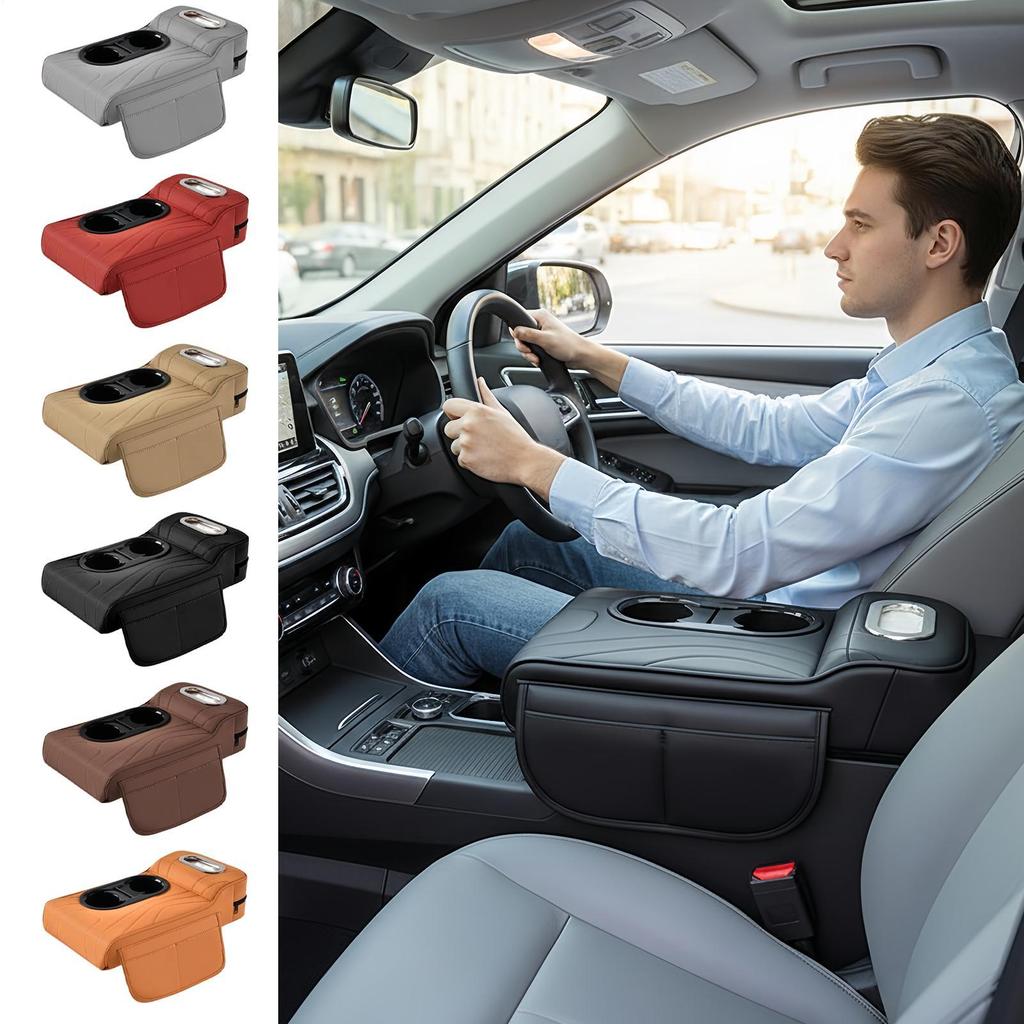 Car Armrest Cushion Leather Arm Rest Pillow Booster Pads Armrest Cushion For Car Console For SUV RV Truck Sedan Vehicle Auto