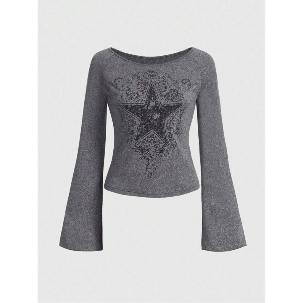 2KWEIRD 90s Long-sleeve Tees E-Girl Clothes Aesthetic Streetwear Long-sleeve T-shirts Harajuku Punk Letter Pattern Sexy Long-sleeve Tops