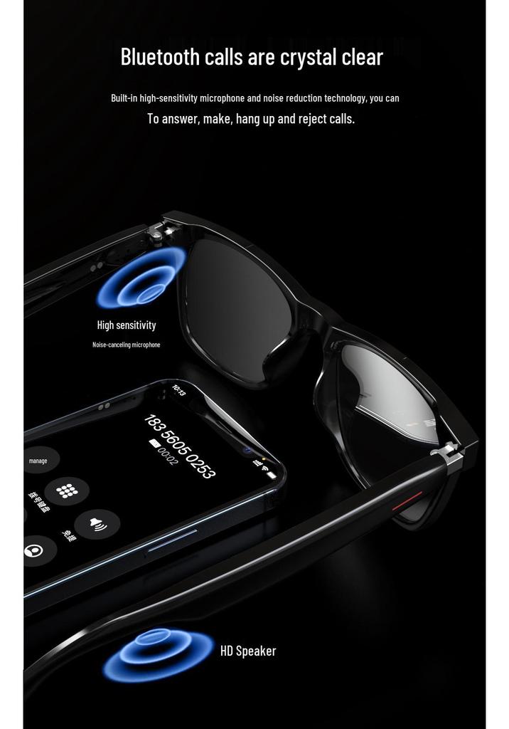 Bluetooth Prescription Smart Glasses: Stereo Calls, Blue Light Blocking, Myopia Sunglasses