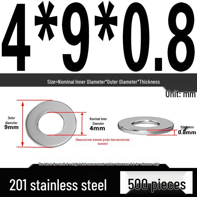 201 Stainless Steel Flat Washer Shim, GB97, Sizes M3 to M30