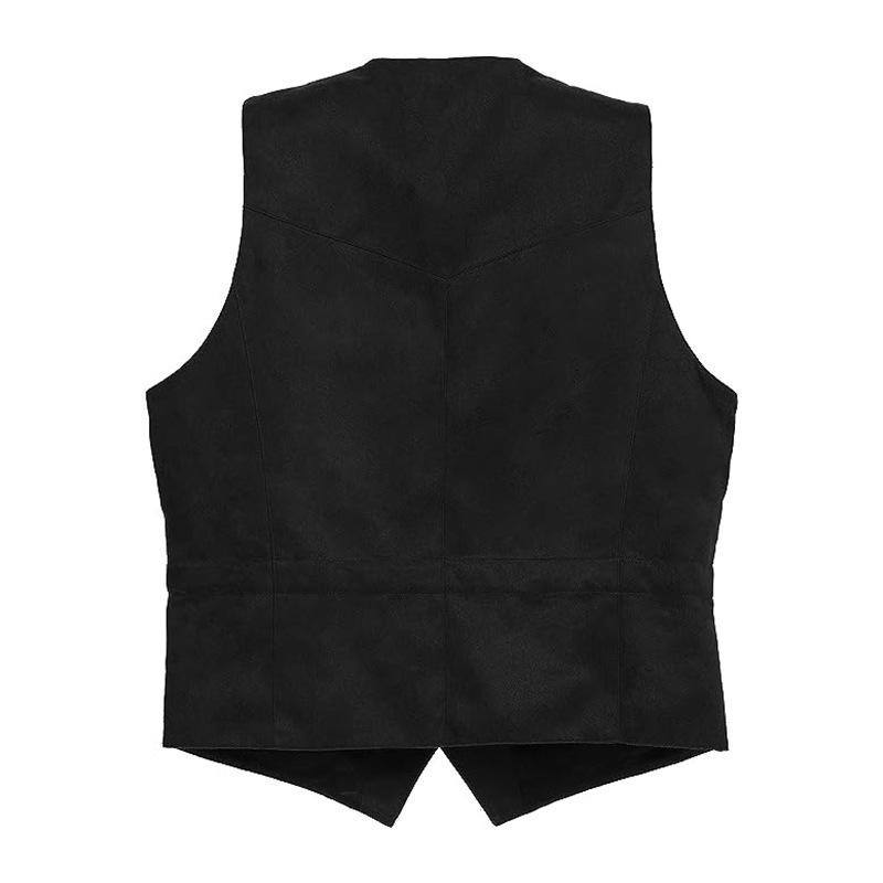 Cappotti da uomo senza maniche multicolore stile gilet con scollo a V aderenti casual in camoscio stile retrò abiti formali gilet da motociclista