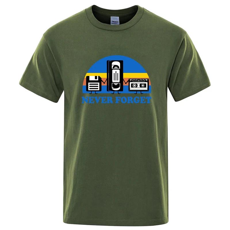 Summer Mens Tshirt Never Forget Sarcastic Graphic Music Funny Printed Cotton Blend Tshirt Loose Male Top Casual Short Sleeve