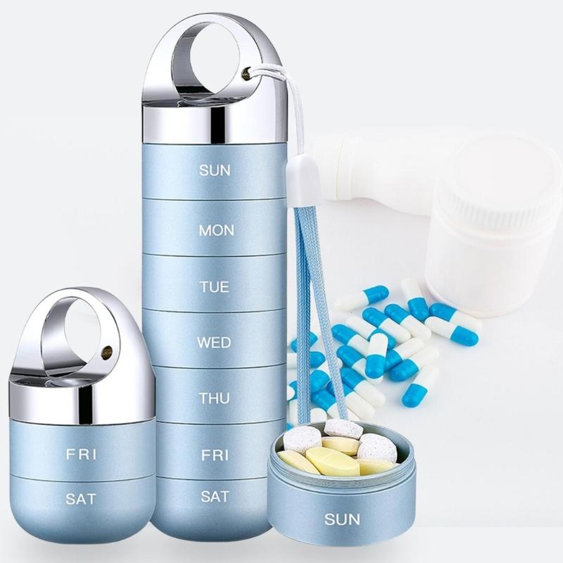 Practical Aluminum Alloy 7 Slot Travel Pills Case Pills Organizer for Outdoor Activities Keep Medication Safe and Dry