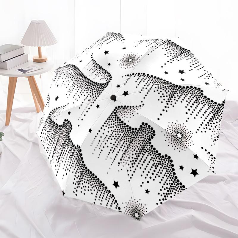 1pc Galaxy Dots Automatic Open/close Folding Compact Umbrella, 8-Rib Sturdy Canopy, Lightweight Portable, Everyday Use, Gift, Outdoor Umbrella, Travel