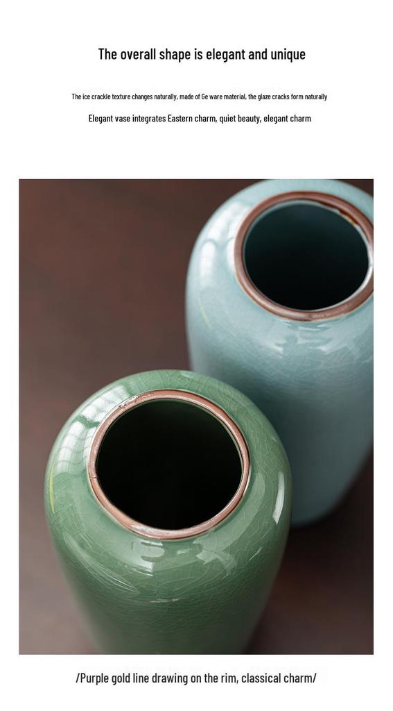 Vaso in Ceramica di Alta Gamma Ge Kiln Retrò per Fiori Freschi, Idroponica e Bambù