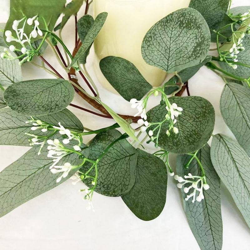 Christmas Candle Garlands Rings Simulation Mini Wreaths for Candle Christmas Candle Holder Candle Wreaths Christmas