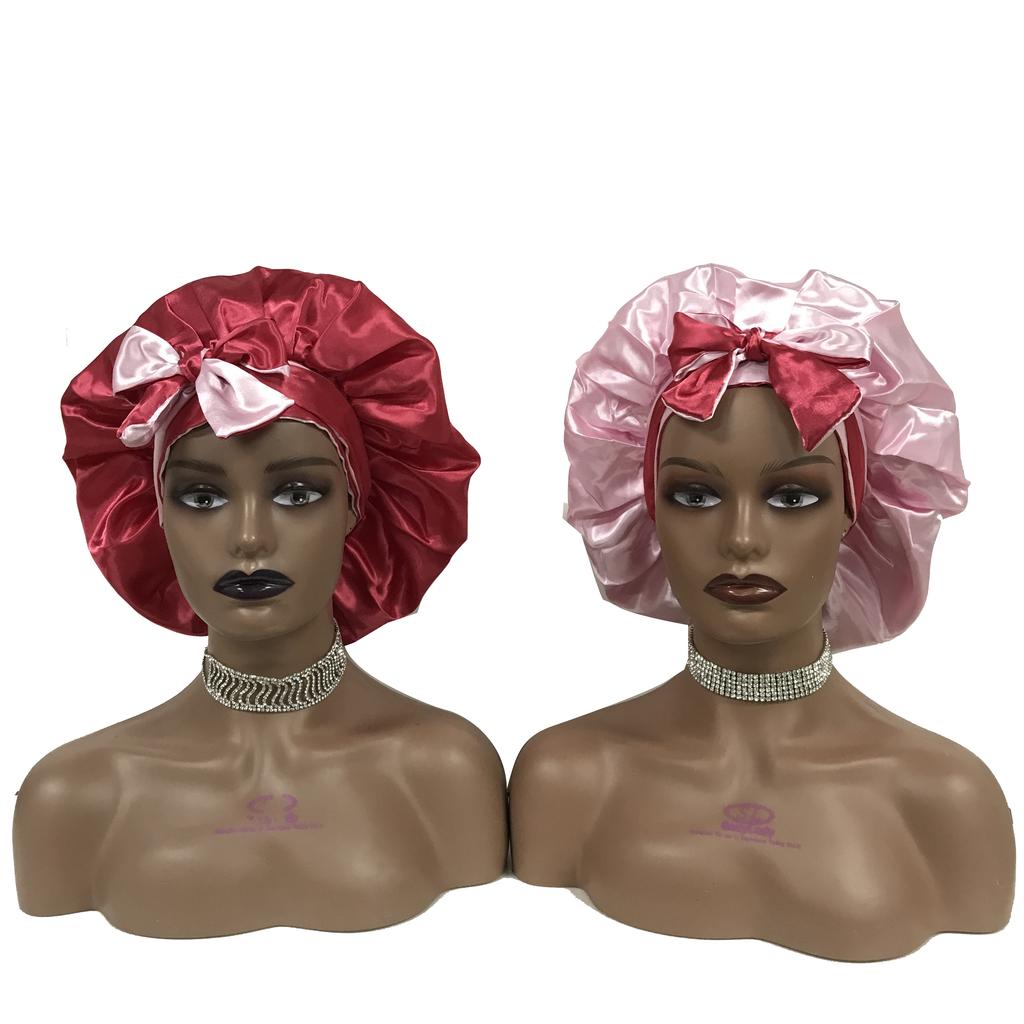 Custom Logo Stain Bonnet and Silk Durags Women Sleeping Hair Bonnets Colorful Satin Bonnets Satin Hair Wraps