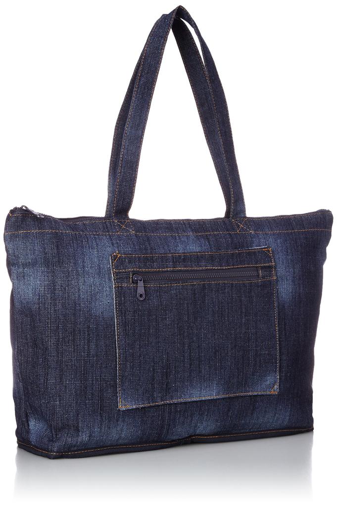 Hapitas Foldable Denim Tote Bag, Carry-On Compatible, Available In a Variety of Patterns, 17L, 33cm, 0.36kg, H0001-DE 272, Indigo