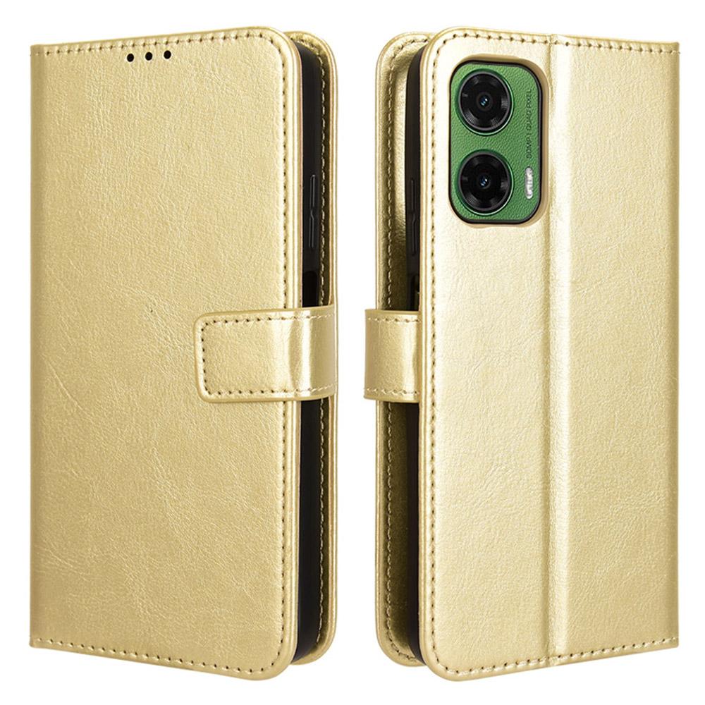 

Для Motorola Moto G35 5G Чехол Текстура Crazy Horse PU Кожа Чехол-кошелек для телефона Gold