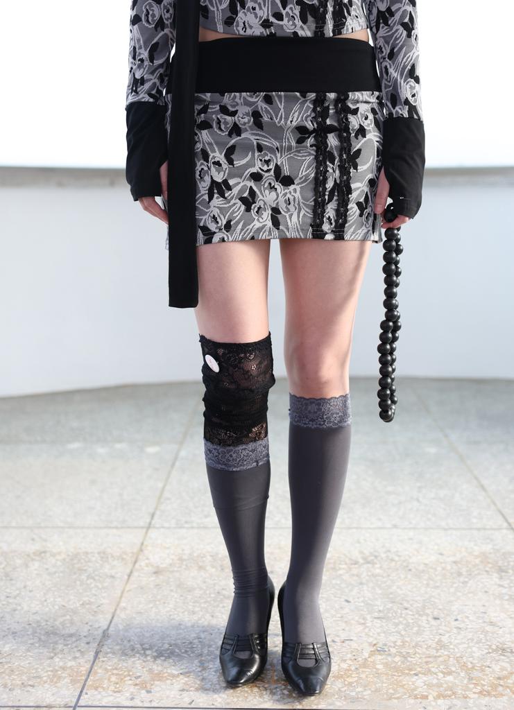 Miae Floral Jacquard Setup (Skirt) - Gray