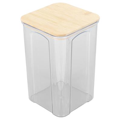 Recipiente hermético para armazenamento de alimentos, jarra transparente para armazenamento de alimentos com tampa de bambu para macarrão, farinha e cereal