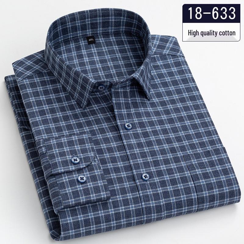 Pánská kostkovaná košile s dlouhým rukávem - Čistá bavlna, kartáčovaná, Podzimní/zimní kolekce