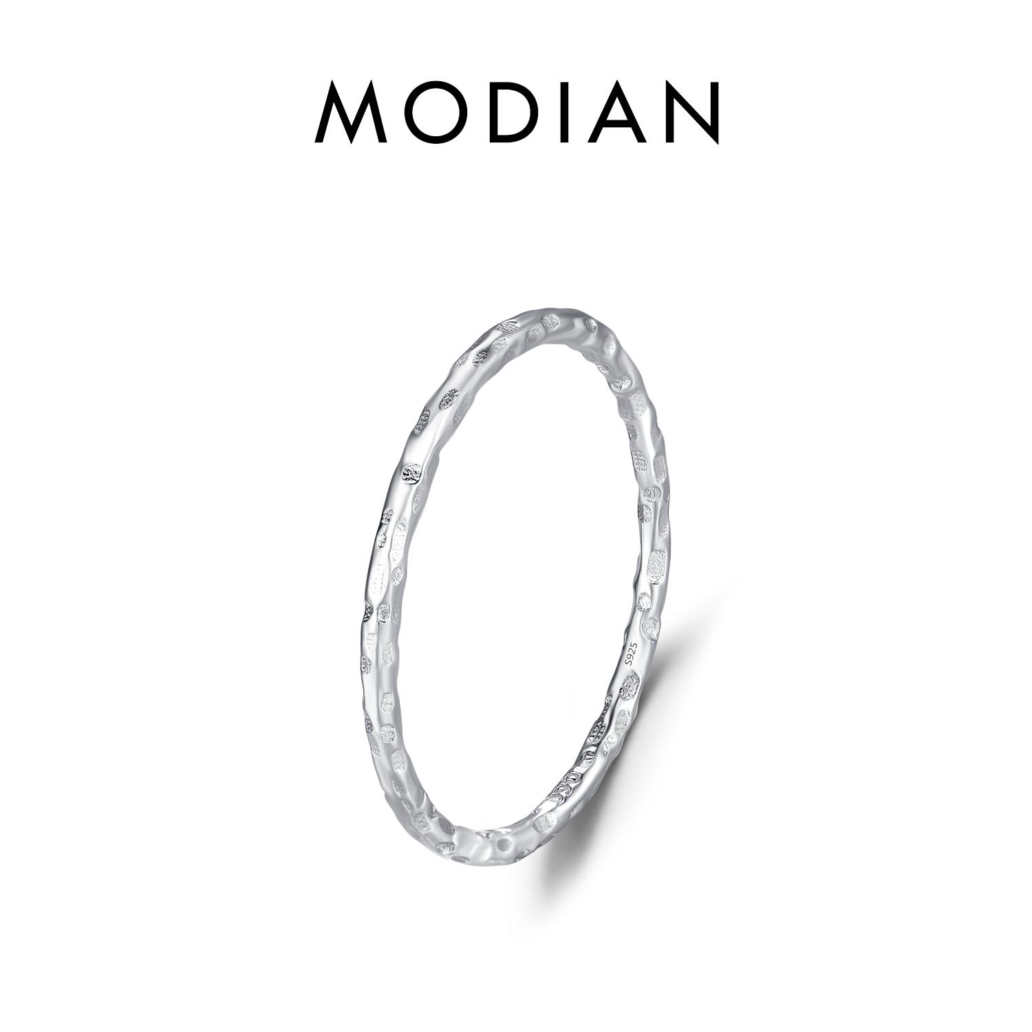 

MODIAN 925 Silver Simple Fashion Stackable Ring Classic Wave Geometric Exquisite Finger Rings For Women Party Jewelry 3.5