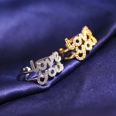 Counter Style English Letter Love LOVE Diamond-set Womens Ring