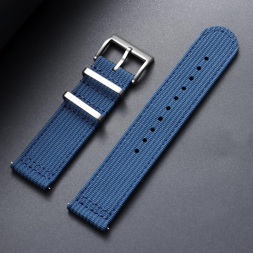 20mm 22mm Ribbed Nylon Watch Band Quick Release Army Green Nylon Strap Woven Canvas Fabric Band for Men Military Sports Bracelet