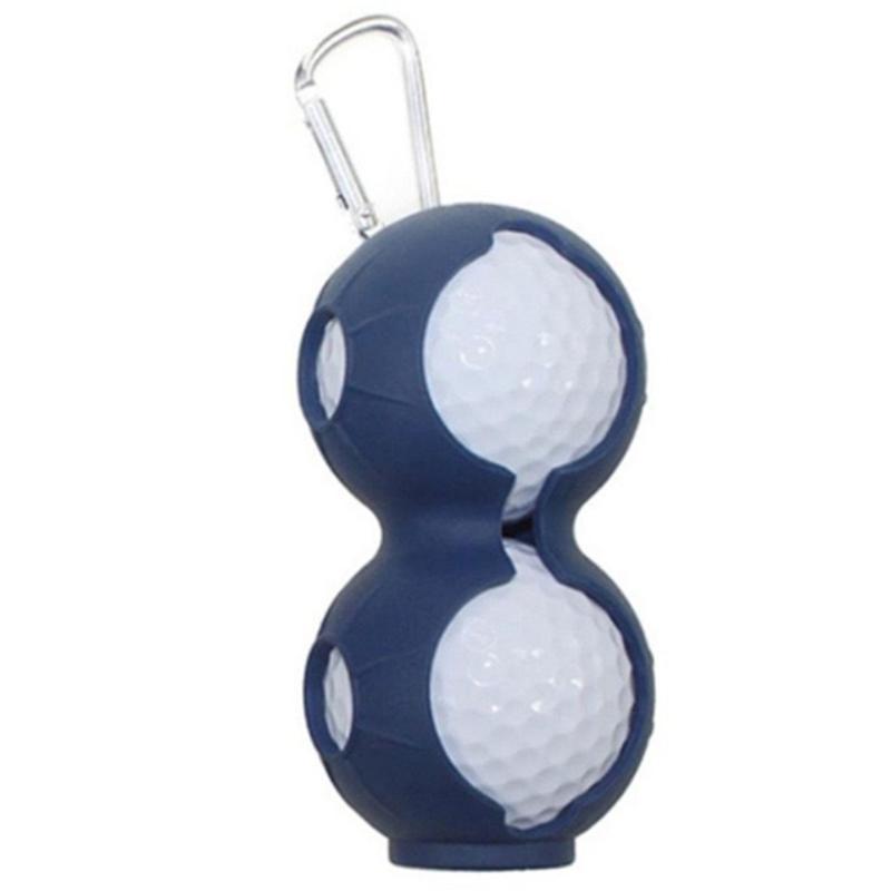 Silikonový držák na golfové míčky s karabinovým klipem Přenosný 2 míčky Úložný ochranný rukáv pro golfový sport Tréninkový doplněk