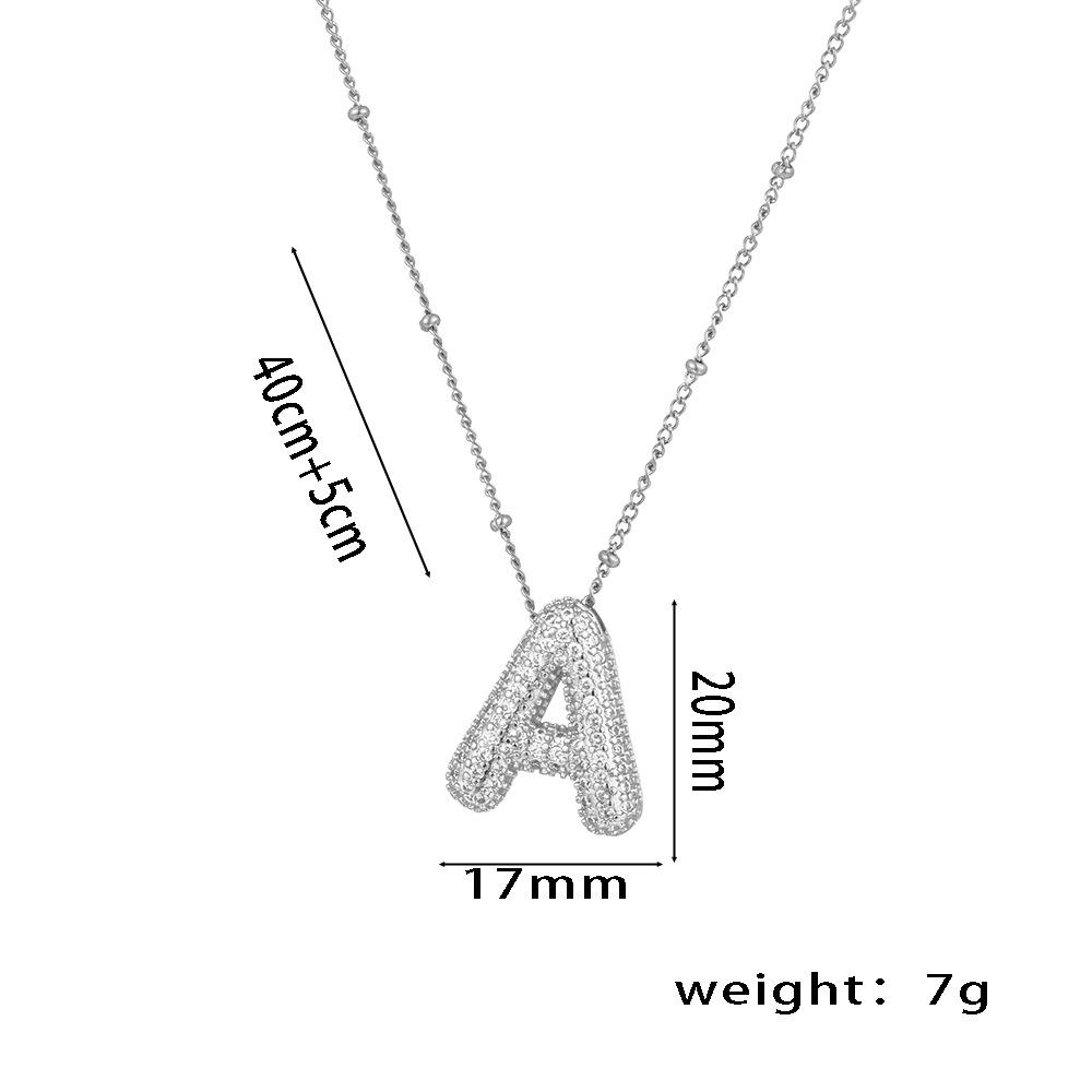 Fashion 26 Bubble Letter Initial Pendant18k Gold Plated Micropaved Full Zirconia Stone Chain Couple Necklace Women Jewelry