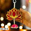 Lotus Wall Hanging with Jhumki - Set of 6 | Pink/Raani Artificial Flowers Bunch |
