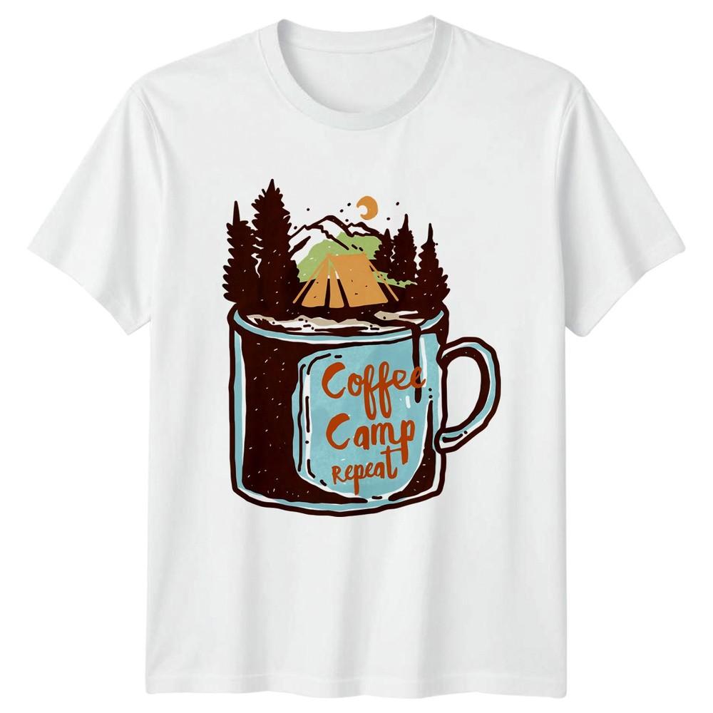 Coffee Camp Repeat TShirt Coffee Lover Camping Birthday Gift For Him And Her S