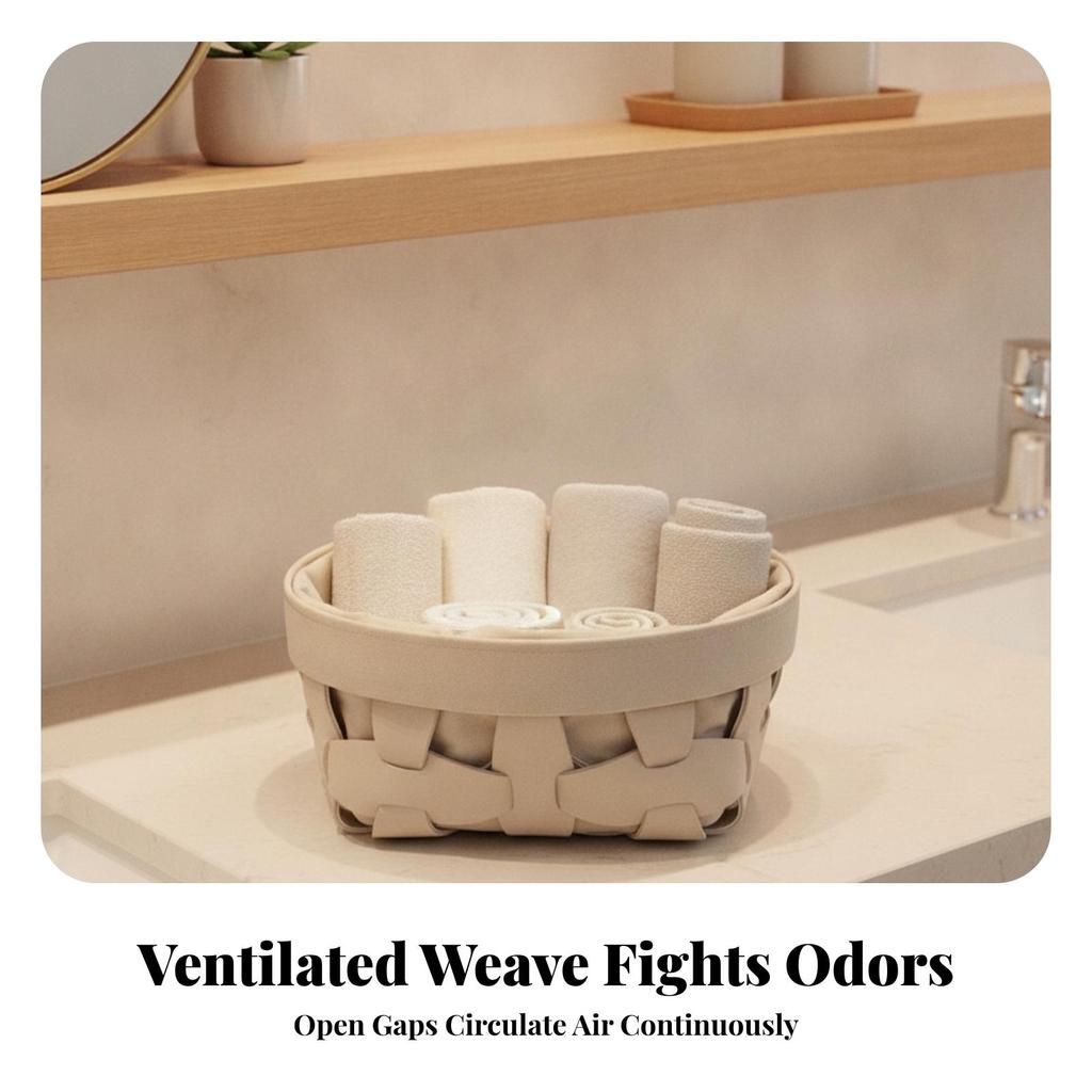 Woven Laundry Basket with Liner Decorative Storage Rigid for Bedroom