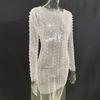 Spring and Summer Women's Size Bubble Beads See-through Mesh Dresses