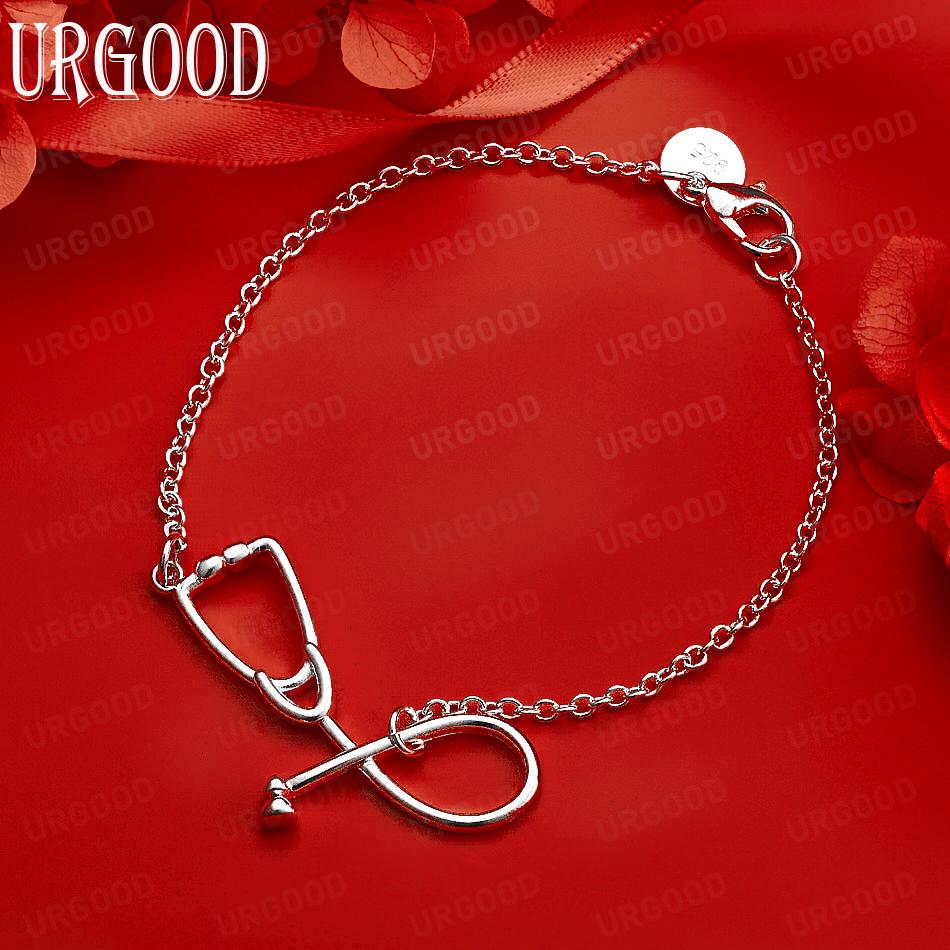 925 Sterling Silver Charm Bracelet Fashion Gift Jewelry 20CM