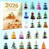 Sea Glass Advent Calendar 24 Days Ocean Friendship Hanging Ornaments Countdown Gift Box for Holiday Home Decor