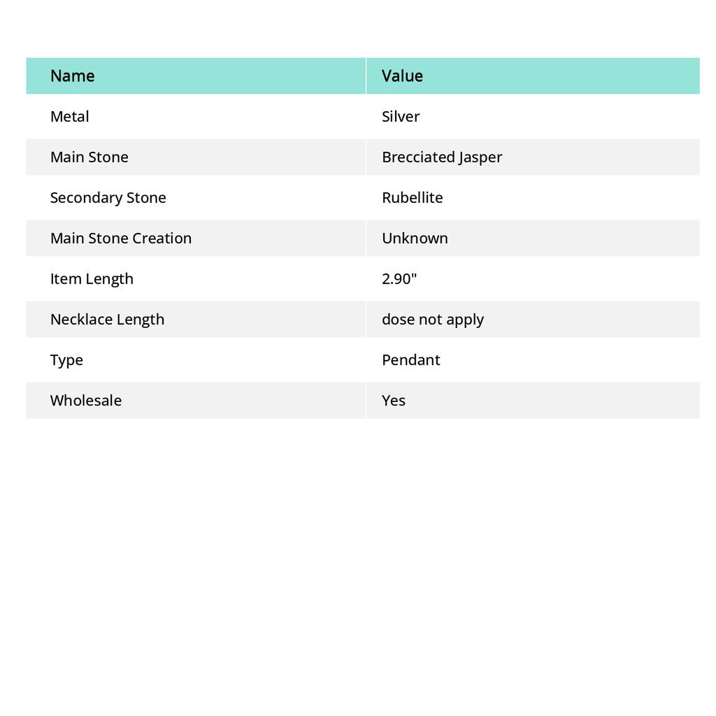 Red Brecciated Jasper Rubellite Gemstone Handmade Jewelry Pendant 2.9" B2U10