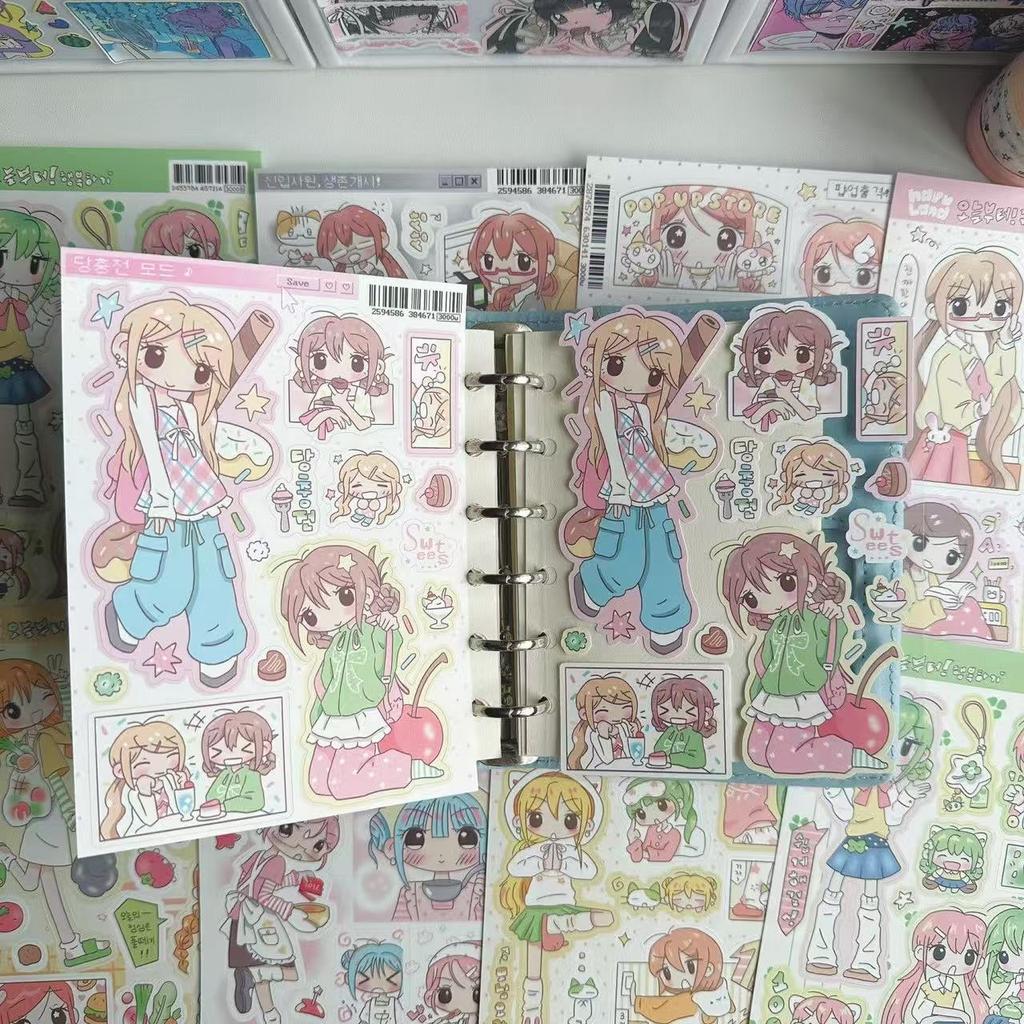 8 Types of Korean Cute Girl Stickers Soft Cute Girl Handbook Stickers Ins Cartoon Character Material Handbook Stickers New Gifts