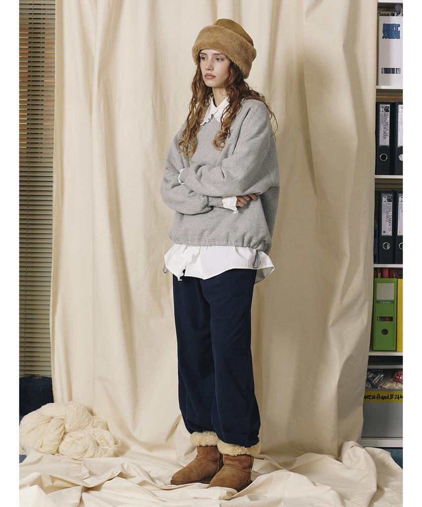 BETWEEN A AND B Raglan String Brushed Sweatshirt [Melange Gray]