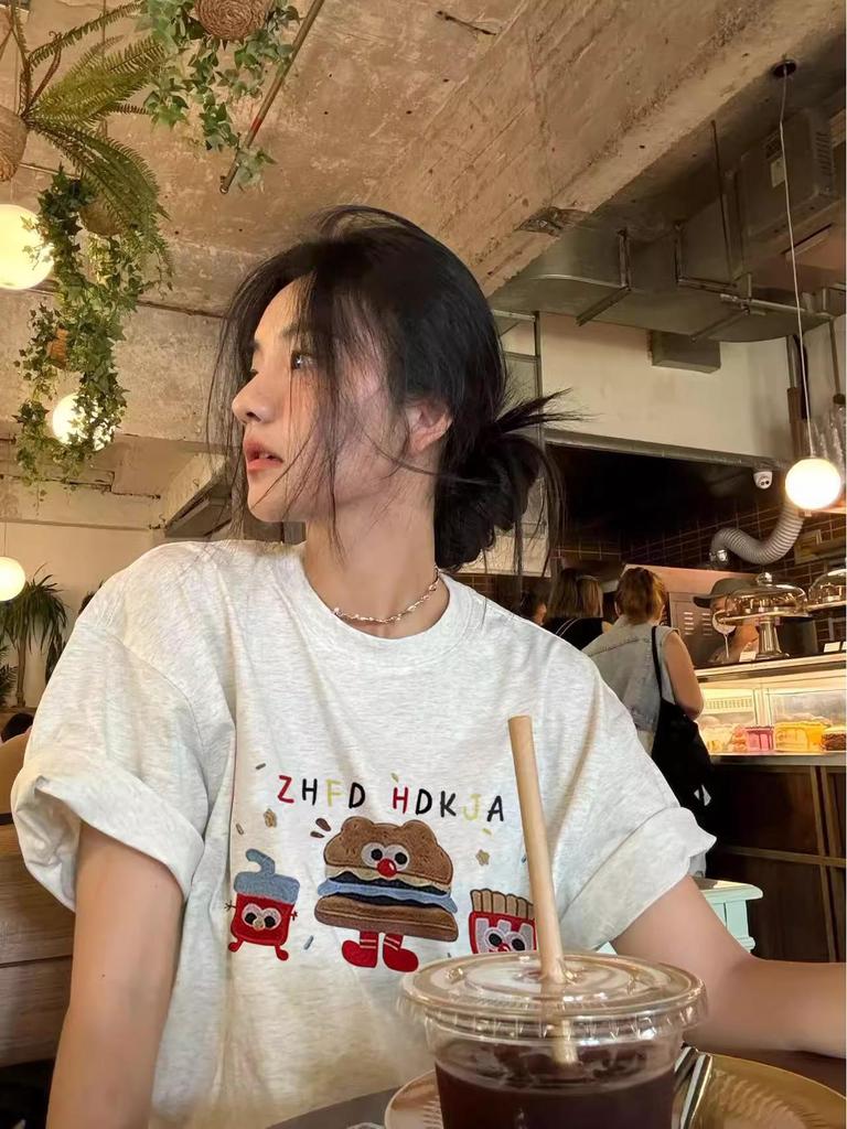 Women's Oversized Gray Cotton T-Shirt - New 2025 Loose-Fit Design