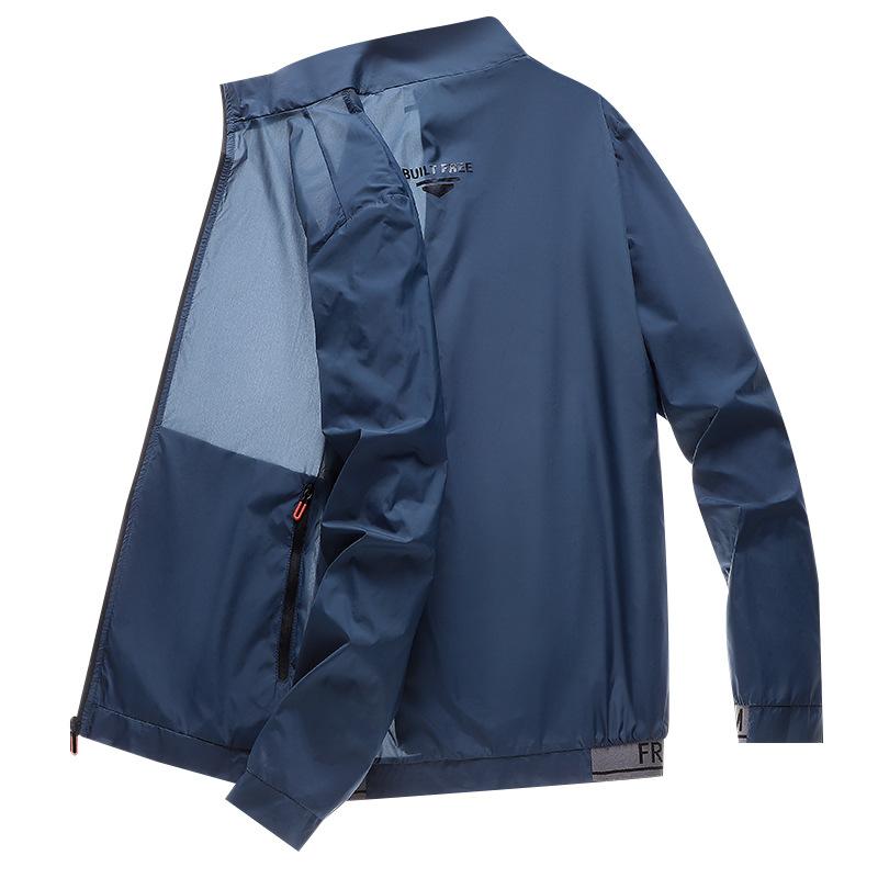 

Мужская солнцезащитная одежда, солнцезащитная куртка с карманами и длинными рукавами, обувь на молнии с планкой, быстросохнущая ветровка с принтом L синий