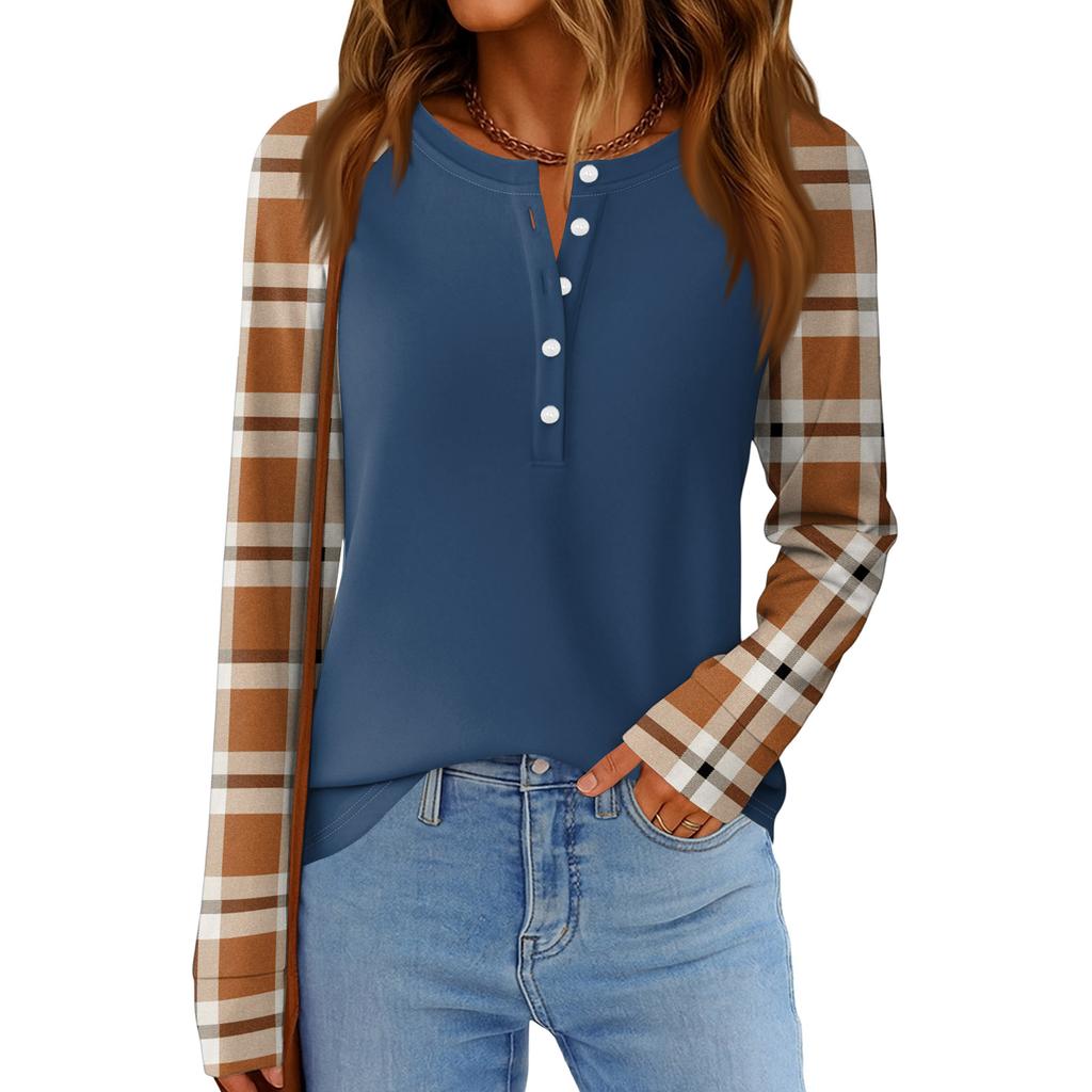 Women's Fashion  Loose Long Sleeve Round Neck Casual Top