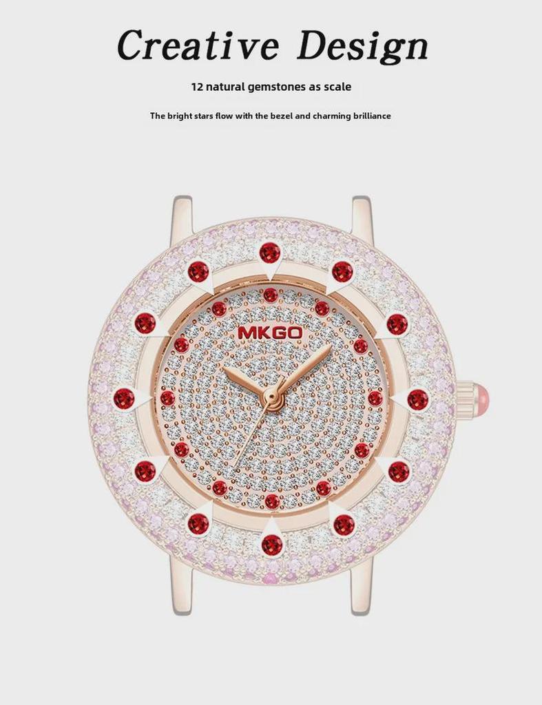 Dámské luxusní módní hodinky s diamantovým ciferníkem MKGO Moxiagao s elegantním diamantovým páskem