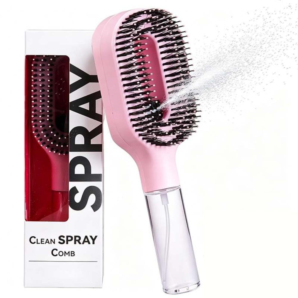 Anti-Static Hair Brush with Built-in Sprayer, Hydrating Mist Detangling Brush, Shine Enhancer Hair Brush, Eliminates Knots Reduces Breakage