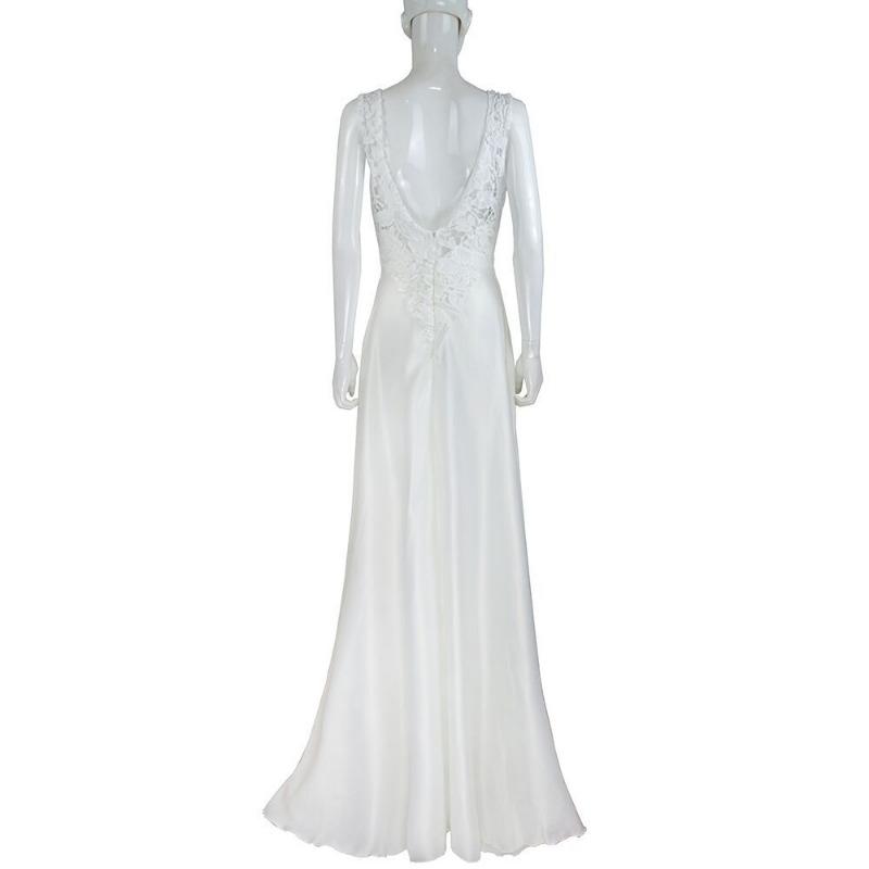 Abiti da ballo eleganti da donna bianchi alla moda, in pizzo patchwork, con scollo a V, da damigella d'onore, con bretelle, a linea A, abiti da sera formali