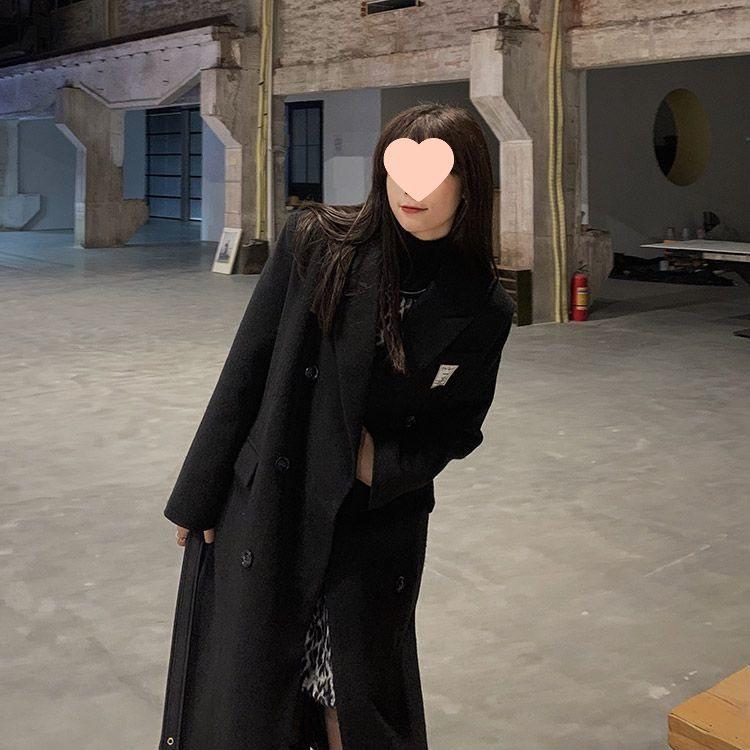 Women's Mid-Length Woolen Coat: Spring/Summer, Korean Style, Loose Fit, Versatile, Petite, Cotton-Enhanced