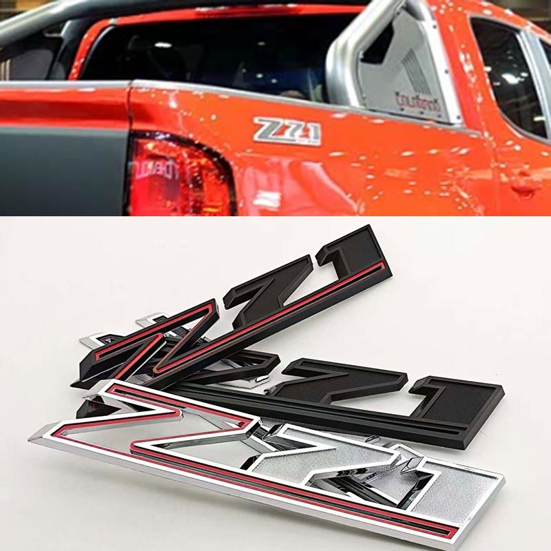3D ABS Red Chorme Logo Z71 Emblem Car Fender Badge For Chevrolet Tahoe Colorado Cheyenne Chevy Silverado Z71 Sticker Accessories