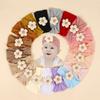 Children's Nylon Headband with Handmade Flowers - Wide, High Elasticity, Soft Jacquard Fabric