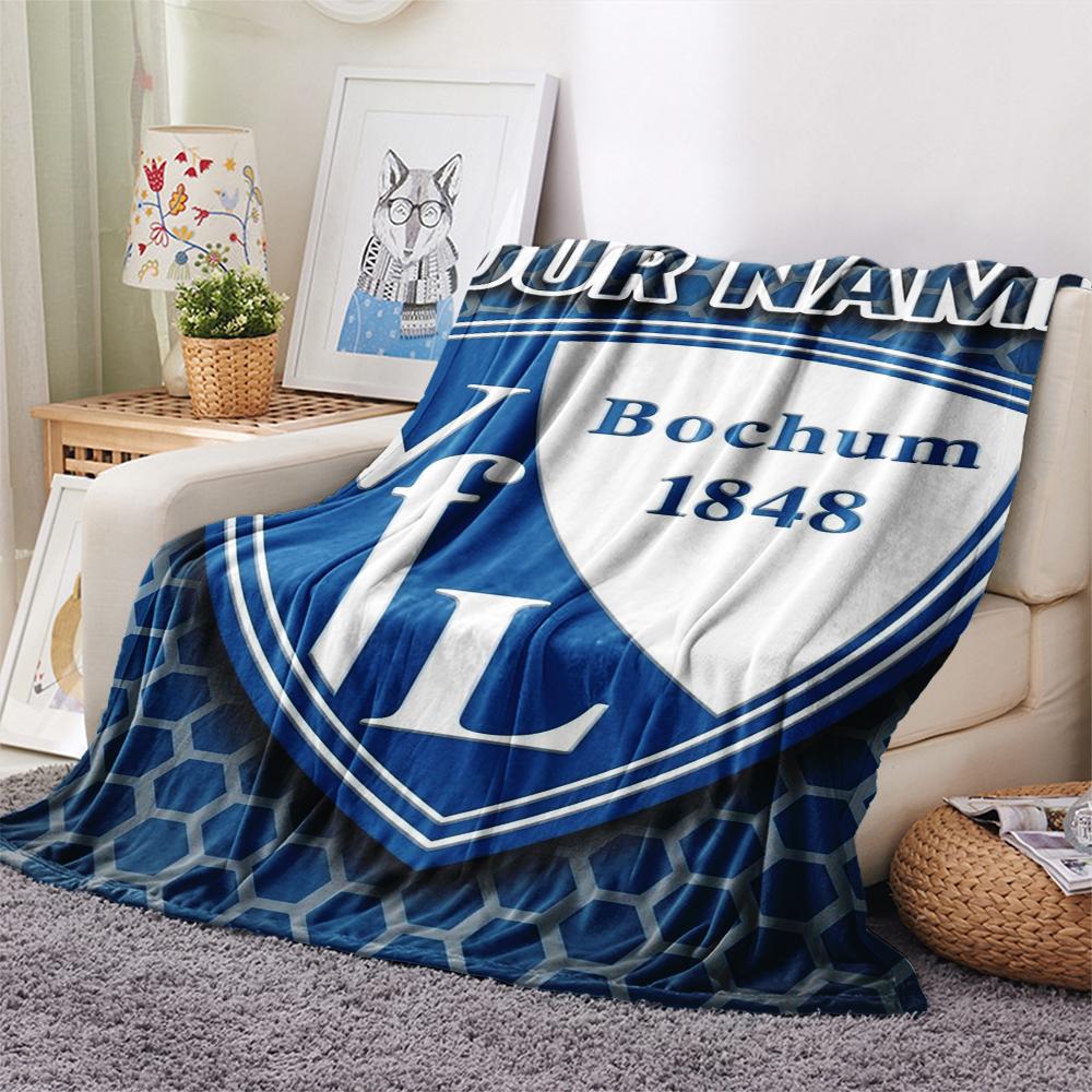 1PC Custom Name VFL Bochum Patterned Flannel Blanket Suitable For All Seasons for Home Decor Warmth and Comfort Gifts Holiday Present