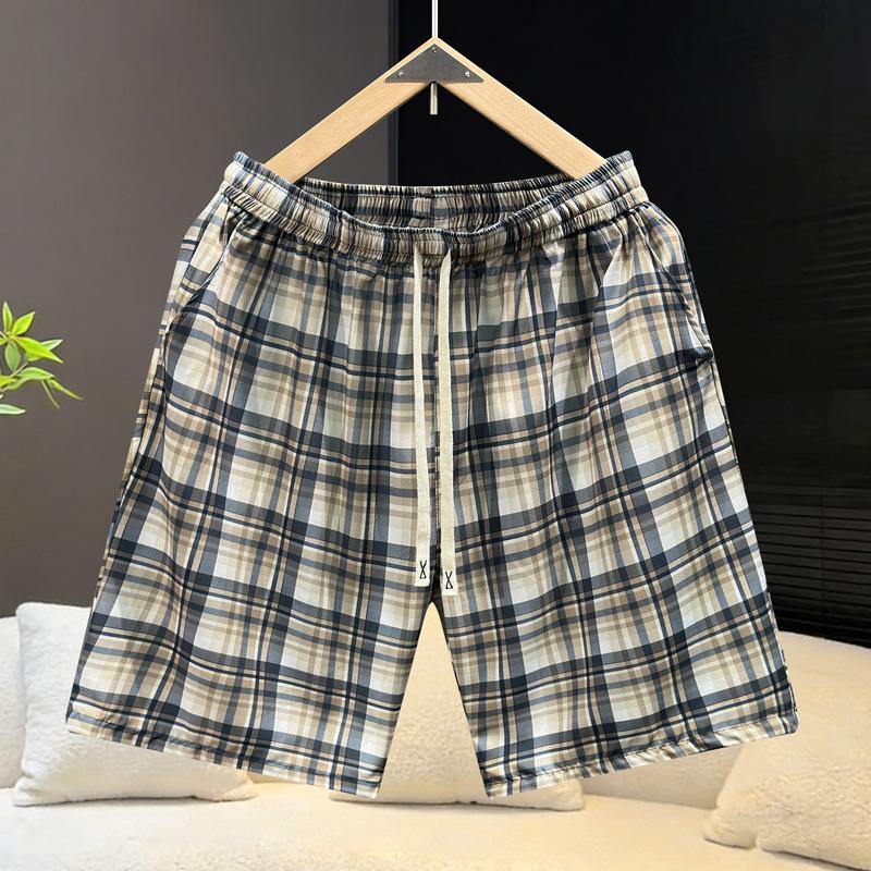 Men's Plus Size Plaid Casual Shorts – Elastic Waist Drawstring Loose Fit Summer Shorts (5XL-11XL)