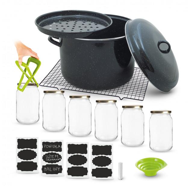

Кастрюля для пастеризации с крышкой, баночками и принадлежностями TADAR POWIDLAK BLACK 15 л