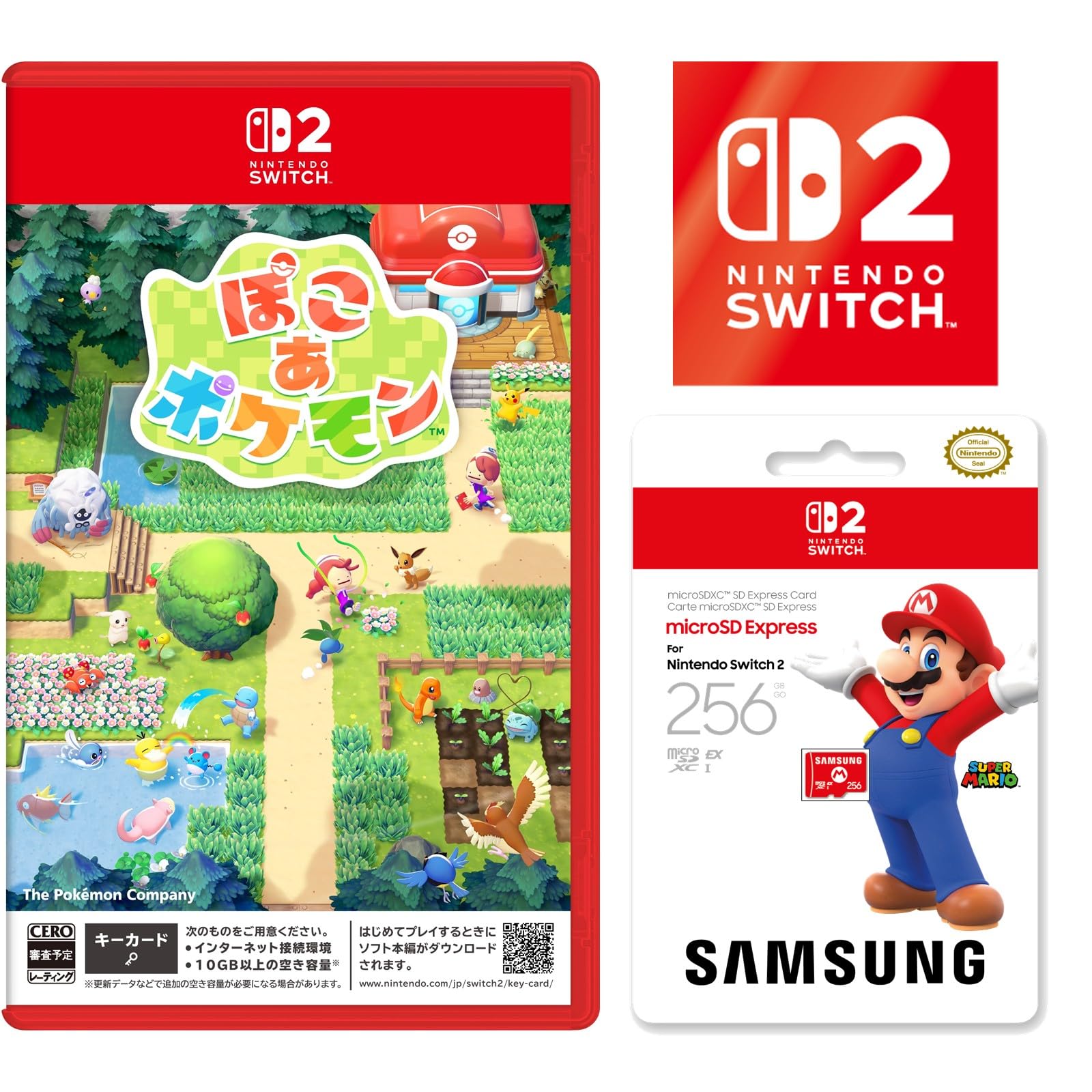 Nintendo Poko a Pokémon Switch 2 Game with Samsung MicroSD Express Card 256GB Bonus Logo Sticker