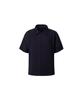 MONPLISSE [Unisex] Full-Open Short Sleeve Pleated Shirt (Navy)